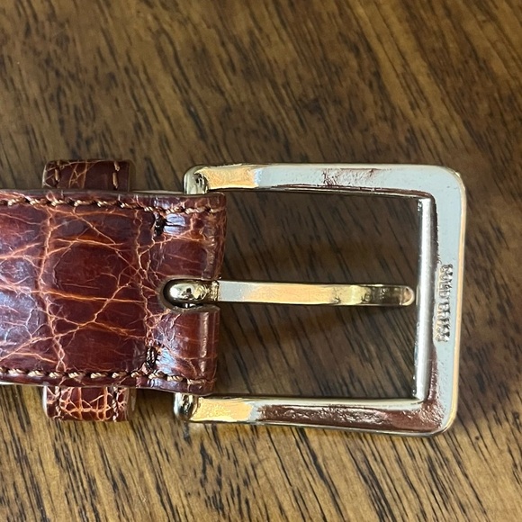 Men's genuine Crocodile or alligator belt. Solid brass buckle. Vintage - Picture 4 of 4